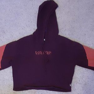 Vans Maroon Cropped hoodie orange strip on sleeves